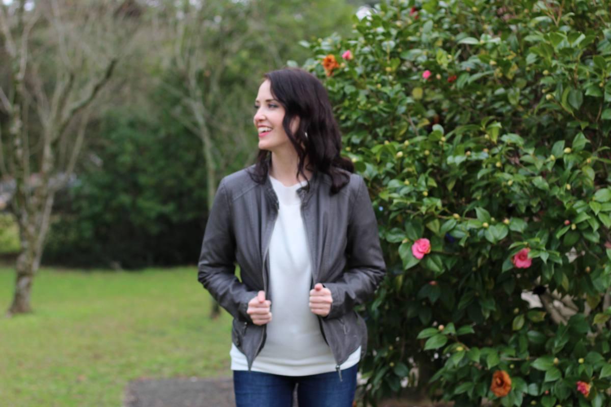 Ashley Thiesen outdoors, looking away