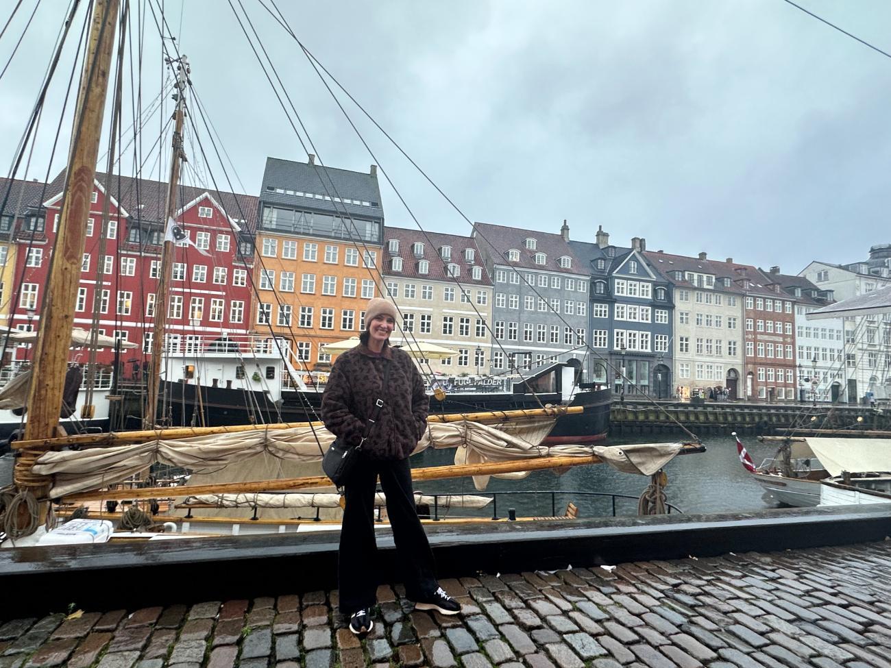 Ashley at Nyhavn harbour in Copenhagen